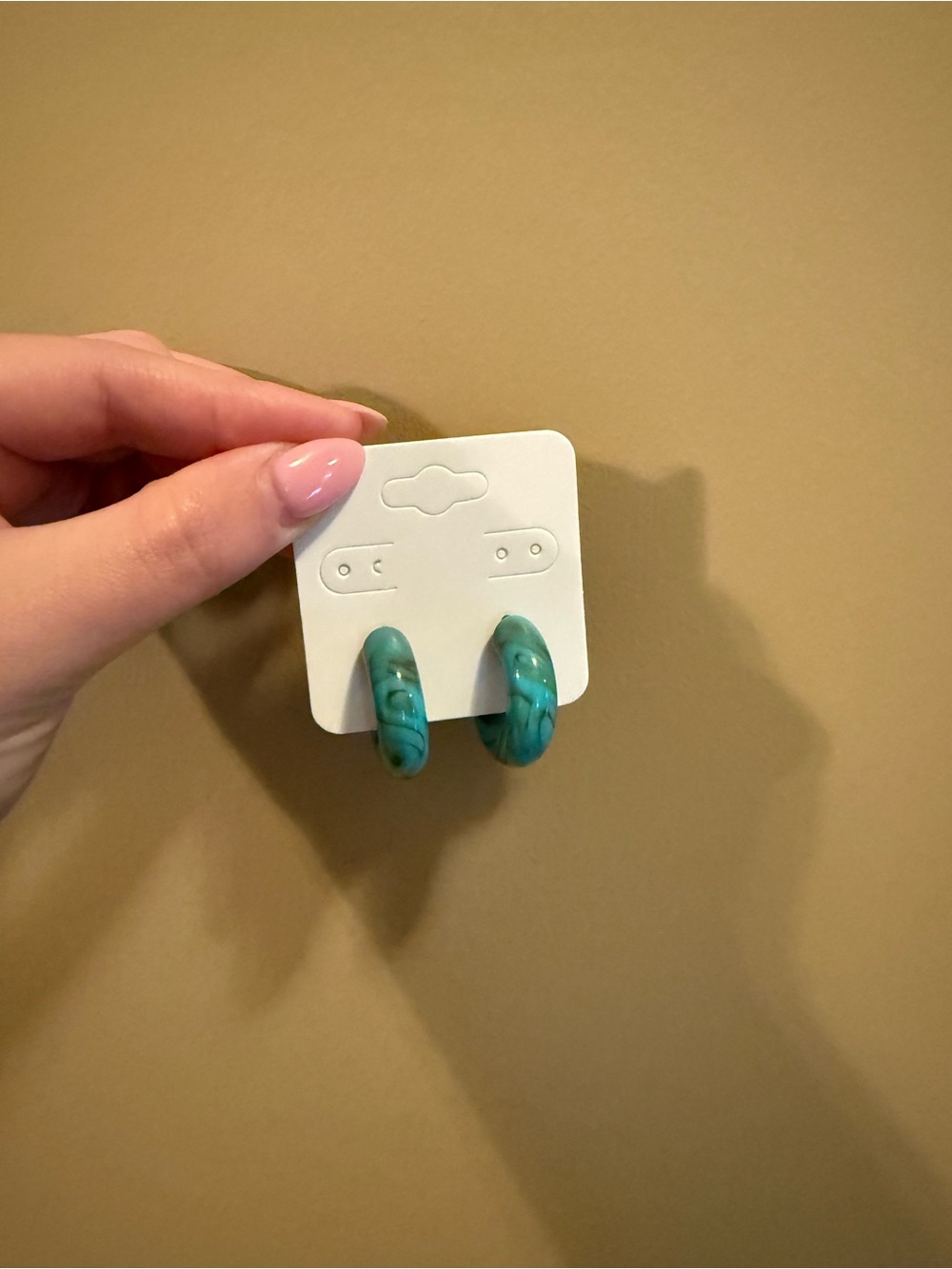 Turquoise Marble Hoop Earrings - Women Accessories